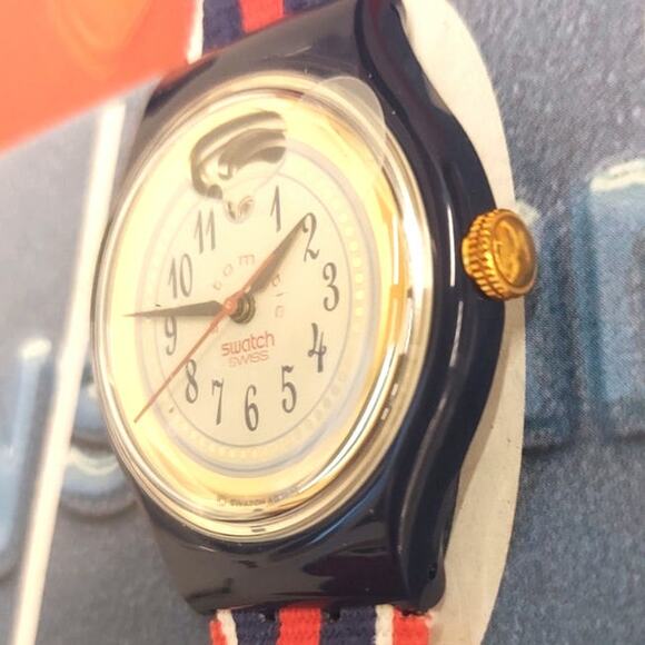 Swatch watch TIME & STRIPES SAN105 1994 Automatic Swiss Made Quartz Unisex - Picture 5 of 9